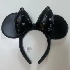 ディズニー ランド シー ミニー カチューシャ 黒 レザー スタッズ付き