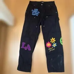 XLARGE 刺繍デザイン 黒パンツ 32