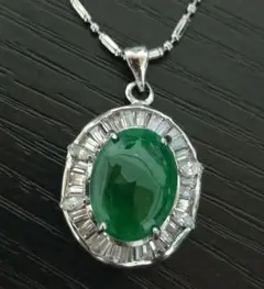 Jade x Crystals グリーンジェイド ペンダント ネックレス