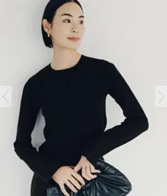 ur’s 袖スリットクルーネックニット L ブラック 長袖トップス