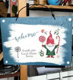 Welcomeボード　woodプレート　クリスマス雑貨　インテリア雑貨
