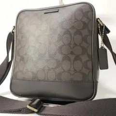 ✨️美品✨️コーチ ショルダー サコッシュ シグネチャー PVC レザー 茶 黒