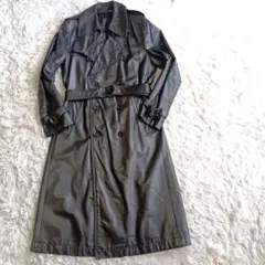 リアルレザー 牛革 トレンチコート ベルト付 日本製 ヴィンテージ M