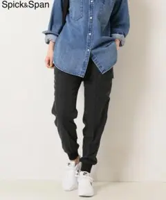 【Spick&Span】サンドウォッシュクロスカーゴパンツ ブラック S