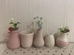 ハンドメイド（作家陶器） 陶器 花瓶 5個セット