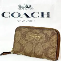 COACH コーチ コインケース 小銭入れ シグネチャー ブラウン レディース