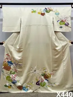 千總謹製 手描 京友禅 色留袖 落款入 一つ紋 刺繍 金駒 金彩 正絹 X499 