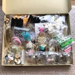 ハンドメイド パーツ セット F 空枠 リボン ステッカー ピアス エアパール