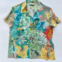 MAISON KITSUNE シルク100% 半袖シャツ 花柄 総柄 開襟 36のサムネイル