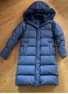 ロング ダウン コート ラビット ファー 黒