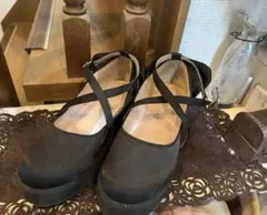 ブラック ストラップ付きフォーマルシューズ 21.0cm