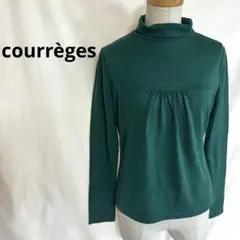 クレージュcourreges ハイネック 長袖トップス ロゴ刺繍 グリーン 38