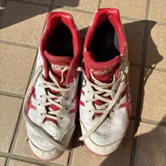 ASICS スパイクシューズ ホワイト/レッド25㎝