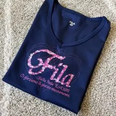 【美品】FILA フィラ レディース 半袖スポーツTシャツ　ネイビー　M