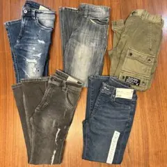 5本セット ディーゼル×4本 ユニクロ×1本 ダメージ加工スリム デニムパンツ