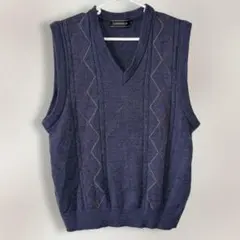LIND BERGH アーガイル柄 ニットベスト L ネイビー 上品 きれいめ