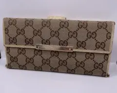 グッチ 長財布 GG インターロッキング キャンバス ベージュ アイボリー