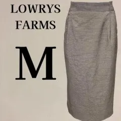 ローリーズファーム チェック柄 タック入り ロングタイトスカート M ブラウン系