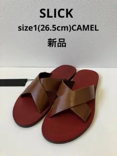 SLICK スリック　リアルレザーサンダル　牛革　キャメル　26.5センチ　新品