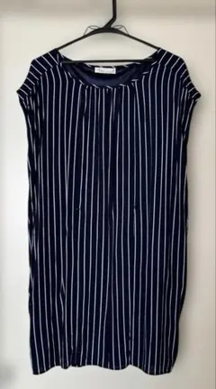 AS KNOW AS チュニック　ストライプ　ネイビー　フリーサイズ　2way
