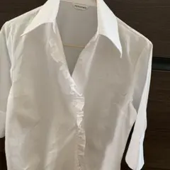 5分袖極細ピケブラウス