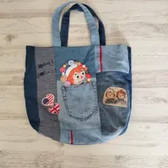 ロラライハリス♡ライトブルーWデニム♡刺繍のショルダーバッグ