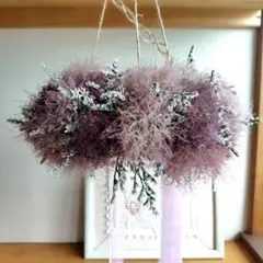 ドライフラワー＆ふわふわスモークツリーのフライングリースのサムネイル