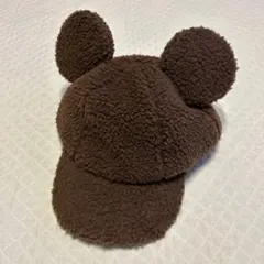005 ミッキーマウス耳付きブラウンキャップ
