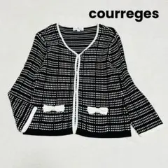 クレージュ カーディガン バイカラー リボン スパンコール ビーズ ブラックのサムネイル