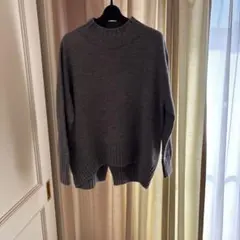 オペークドットクリップ　グレー ざっくりセーター 38/M