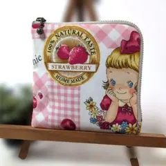 ハンドメイド　L字型ファスナーポーチ