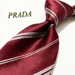 【美品】PRADA プラダ ネクタイ ストライプ柄 ナロータイ イタリア製のサムネイル
