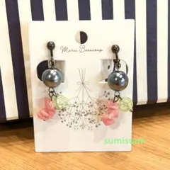 【No.002 】ハンドメイドイヤリング　ピンク　インカローズ