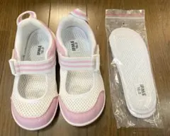 IFME キッズシューズ 16.0 ホワイト/ピンク