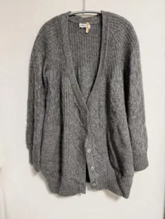 iliann loeb グレー ケーブル編み 長袖カーディガン