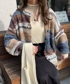 nemne store 前後2wayグラデーションボーダーカーディガンのサムネイル