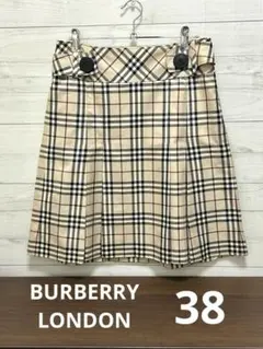 バーバリーブルーレーベル　　プリーツ　ミニスカート　ノバチェック　ベルト　中古品