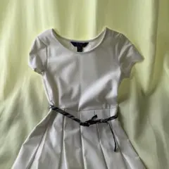 Polo Ralph Lauren ホワイトひざ丈ワンピース 半袖 ベルト付き