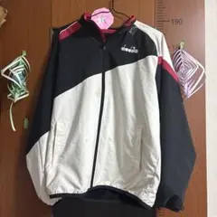 diadora ジャケット 黒/白/赤
