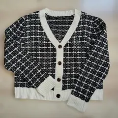 美品です！黒白チェックのカーディガン！