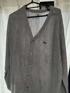 80s USA製 IZOD Lacosteアクリルニットカーディガン グレー