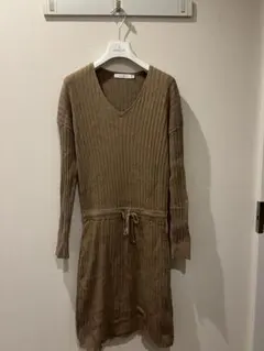 【MOUSSY】ニットロングワンピース F ブラウン