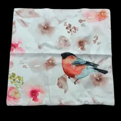 新品・未使用　花と鳥のクッションカバー　43×43cm