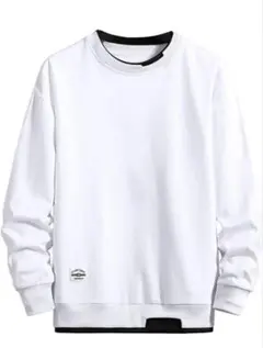 パーカー メンズ 長袖 プルオーバー tシャツ メンズ 丸襟 Lサイズ　白