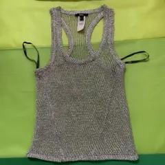 MNG メタリックシルバー メッシュ ノースリーブ ニットのサムネイル