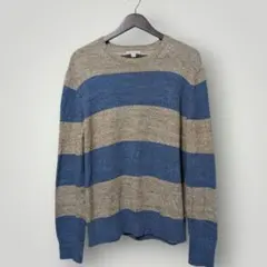 00s OLD GAP コットンニット ボーダー M キャメル×ブルー y2k