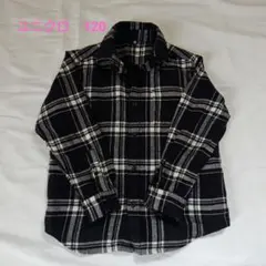 UNIQLO 綿100　フランネル長袖シャツ 120 ブラック・ホワイトチェック