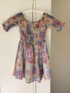 dazzlinフラワープリント 五分袖肩出しワンピース