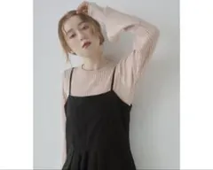 Bab チュールレイヤード リブニット ピンクのサムネイル