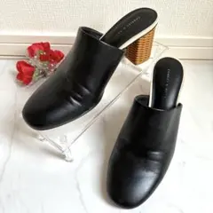 【美品✨】チャールズ＆キース カゴ編みヒール ミュール サンダル 黒 38